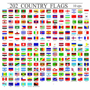 Dünya bayrakları tüm izole renkli vektör