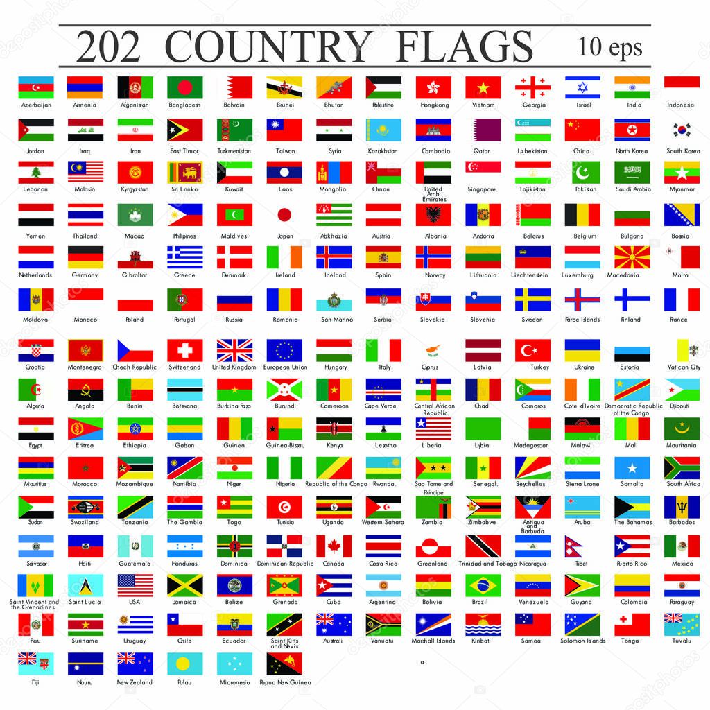 World flags all vector color isolated. Vector illustration 10 eps