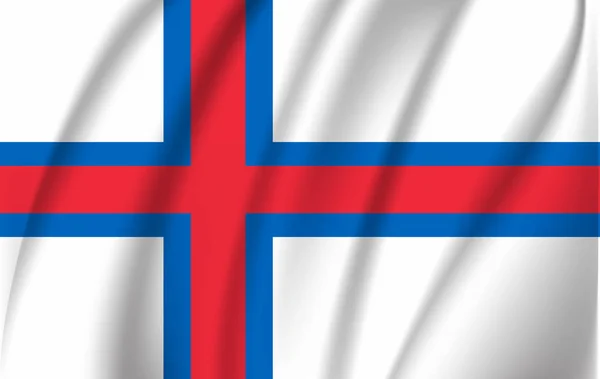 Detaljerad 3D-rendering närbild av Färöarnas flagga. Flag har en detaljerad realistisk textur. — Stock vektor
