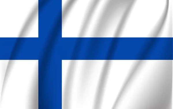 Realistiska viftar flagga i Finland. Tyg texturerat friflytande flagga, vektor Eps10 — Stock vektor