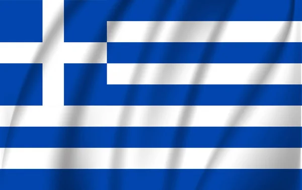 Bandiera della Grecia sventola nel dettaglio vento — Vettoriale Stock