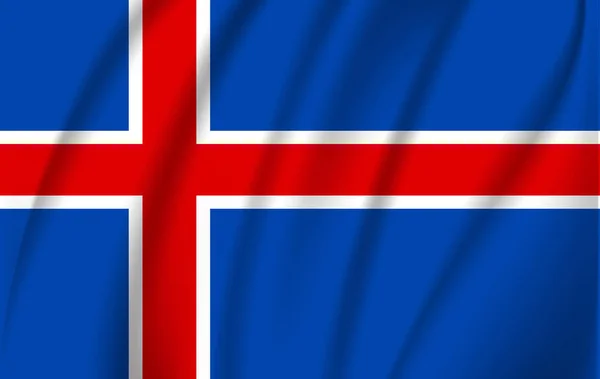Bandeira da Islândia acenando no detalhe do vento — Vetor de Stock