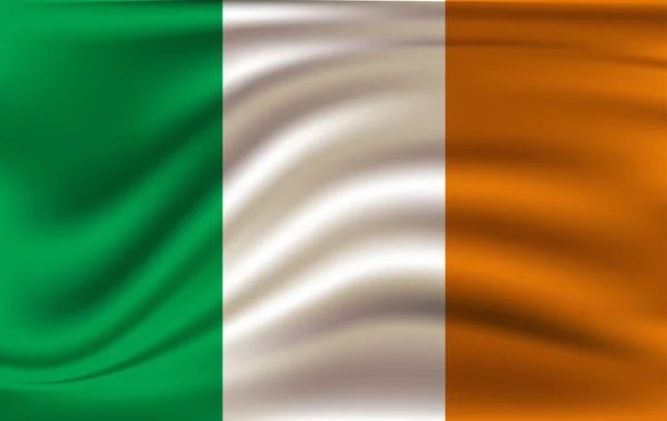 Ireland waving and closeup flag illustration. Perfect for background or texture purposes. — Stock Vector