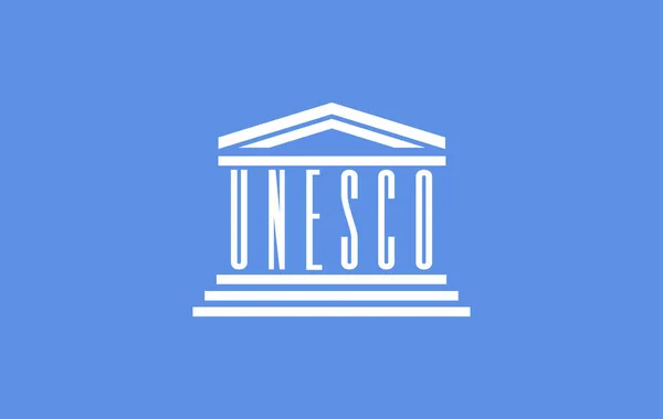 Unesco bayrağı. Tarzlı bir bayrağın vektör çizimi. Kağıttaki gölgeli kesik.. — Stok Vektör