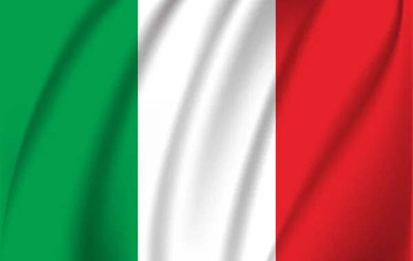 Bandera de Italia ondeando en el viento con textura de tela muy detallada — Archivo Imágenes Vectoriales