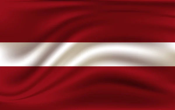 Letonya bayrağı. Bayrağın gerçekçi bir kumaşı var.. — Stok Vektör
