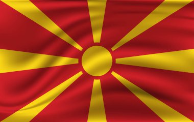 Makedonya dalgalanan bayrak. Makedonya ulusal bayrak arka plan dokusu.