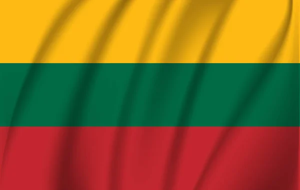 Flag of Lithuania waving in the wind giving an undulating texture of folds in the fabric. — Stock Vector