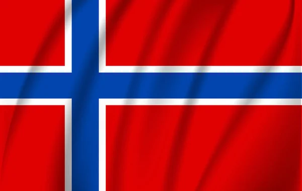 Flagge Norwegens geschwenkt. Norwegische Nationalflagge zum Unabhängigkeitstag. — Stockvektor