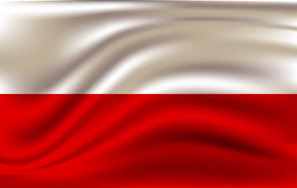 Bandera polaca ondeando en el viento, vector EPS10 — Vector de stock