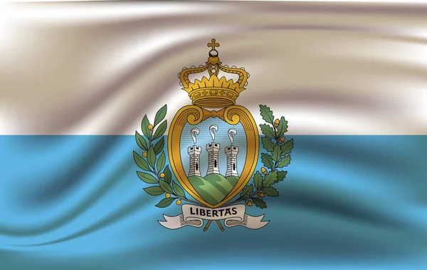 San Marino zászlója integet. San Marino nemzeti lobogó a függetlenség napja. — Stock Vector