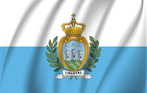 Vlag van San Marino wapperend. Nationale San Marinoflag voor Onafhankelijkheidsdag. — Stockvector