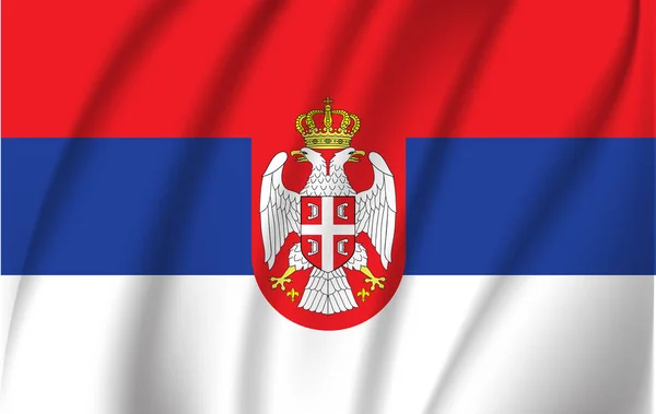 Bandera realista ondeando de la Serbia. Tela texturizada bandera que fluye, vector EPS10 — Archivo Imágenes Vectoriales