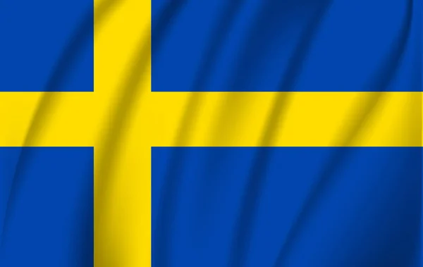 İsveç bayrağı rüzgarda dalgalanıyor. — Stok Vektör