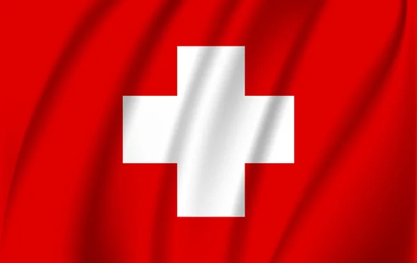 Schweiziska flaggan vinkar i vinden — Stock vektor