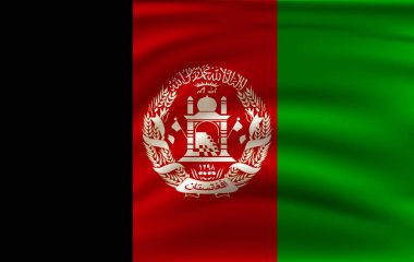 Afganistan bayrağının rüzgarda dalgalanması.