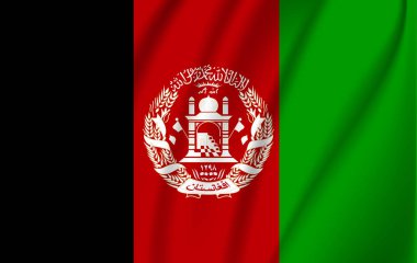 Afganistan bayrağının rüzgarda dalgalanması.