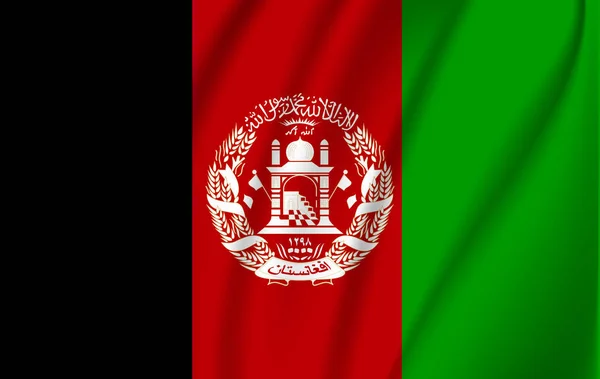Afganistan bayrağının rüzgarda dalgalanması. — Stok Vektör