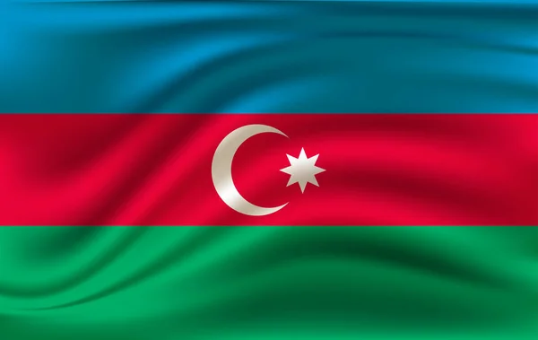 Bandera ondeante 3D de Azerbaiyán — Vector de stock