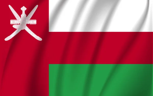 Flagge der USA. Flagge des Sultanats Oman geschwenkt. — Stockvektor