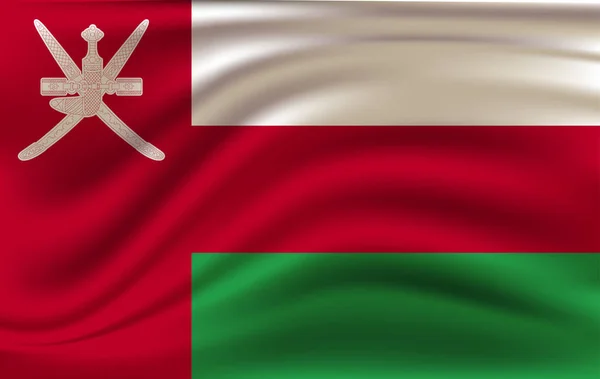 Bandera de Omán. Bandera ondeante realista del Sultanato de Omán . — Vector de stock