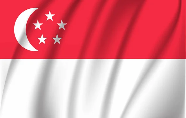 Реалістичний розмахуючи прапором в Сінгапурі. — стоковий вектор