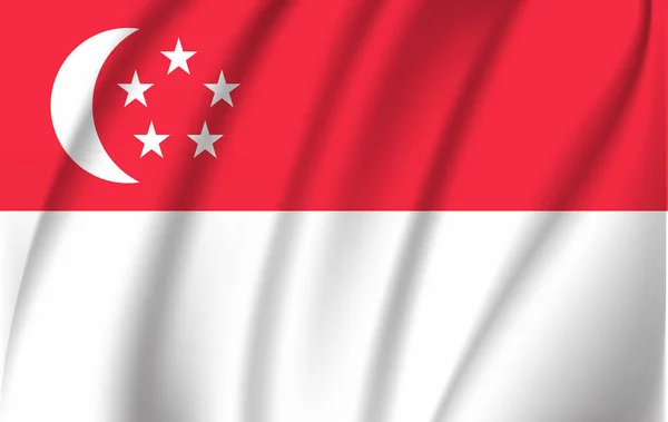 Drapeau agitant réaliste du SINGAPOUR . — Image vectorielle