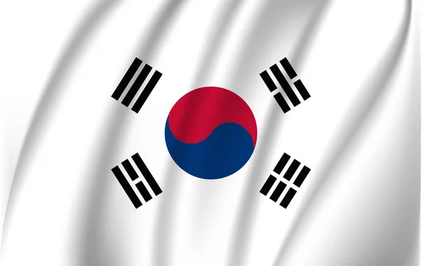 Bandera de Corea del Sur fondo con textura de tela . — Archivo Imágenes Vectoriales