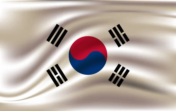 South Korea flag background with cloth texture. — Stock Vector