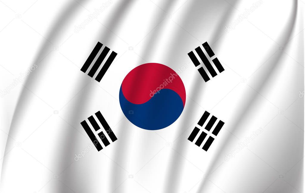 South Korea flag background with cloth texture.