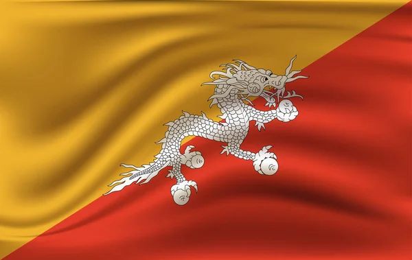 Bután ondeó la bandera. Ilustración vectorial — Vector de stock
