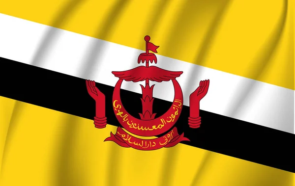 Bandera ondeante 3D de Brunei 10 eps — Archivo Imágenes Vectoriales