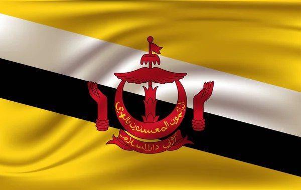 3D-waving vlag van Brunei 10 eps — Stockvector