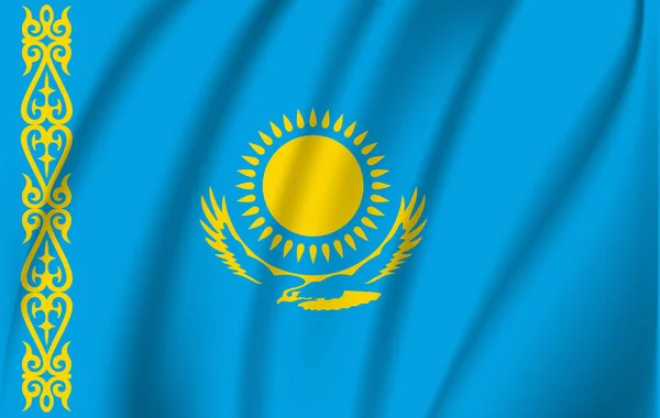 3D wapperende vlag van Kazachstan — Stockvector