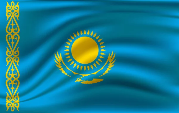 3D viftande flagga i Kazakstan — Stock vektor
