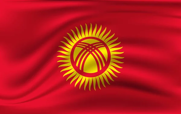 Bandera ondeante realista de Kirguistán .. — Vector de stock