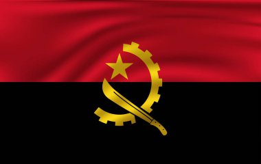 Angola bayrağı. Angola Cumhuriyeti bayrağı sallayarak gerçekçi.