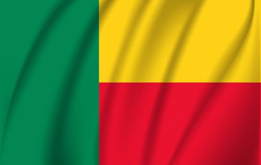 Benin bayrağı. Benin Cumhuriyeti bayrağı sallayarak gerçekçi.
