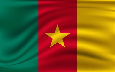 Kamerun bayrağı. Kamerun Cumhuriyeti bayrağı sallayarak gerçekçi.