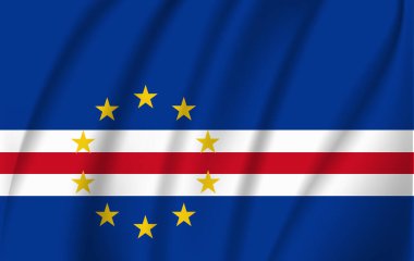 Cape Verde bayrağı. Cabo Verde Cumhuriyeti, bayrak sallayarak gerçekçi.