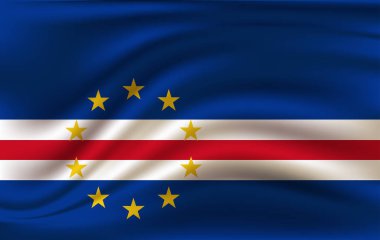 Cape Verde bayrağı. Cabo Verde Cumhuriyeti, bayrak sallayarak gerçekçi.