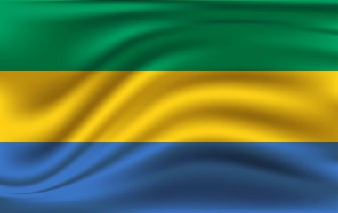 Gabon 3D dalgalanan bayrağı. Vektörel çizimler. 10 eps