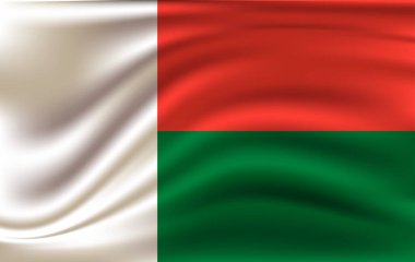Madagaskar bayrağı. Madagaskar Cumhuriyeti bayrağı sallayarak gerçekçi.