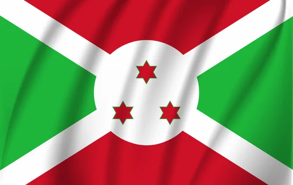 Bandera de Burundi. Bandera ondeante realista de la República de Burundi . — Archivo Imágenes Vectoriales