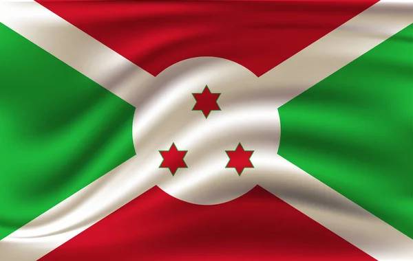 Flaga Burundi. Realistyczny, machać Flaga Republiki Burundi. — Wektor stockowy