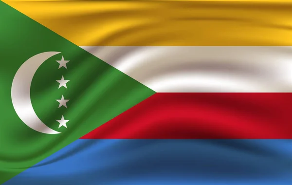 Komorernas flagga bakgrund med trasa konsistens. — Stock vektor