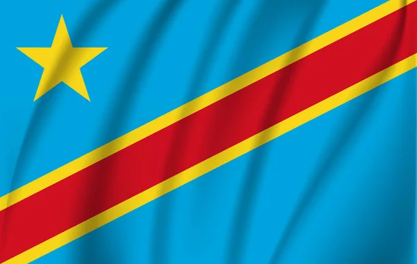 3D wapperende vlag van Congo-Kinshasa — Stockvector
