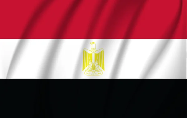 Egypten flagga. Realistiska viftande flagga Arabrepubliken Egypten. — Stock vektor