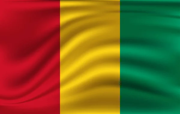 ギニア-ビサウの旗。ギニアビサウ共和国の旗を振っている現実的な. — ストックベクタ