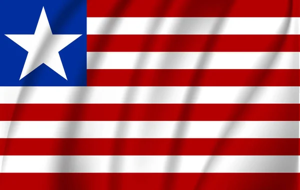 Bandera de Liberia. Bandera ondeante realista de la República de Liberia . — Vector de stock